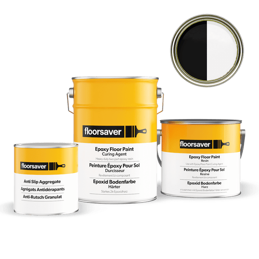 Epoxid Bodenfarbe Anti-Rutsch - 5L - Weiß & Schwarz
