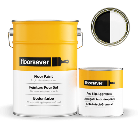 Bodenfarbe Anti Rutsch - 2,5L - Weiß & Schwarz